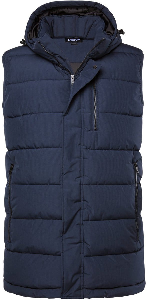 Men Plus - Heren - Gewatteerde bodywarmer capuchon ritszakken - Navy blauw - Maat L