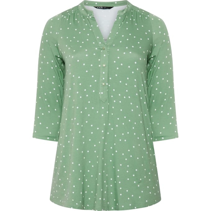 Yours Groene Blouse Met Stippen Size 42