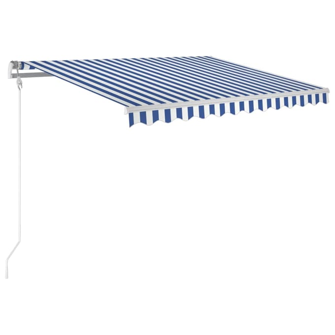 vidaXL - Luifel - automatisch - uittrekbaar - 300x250 - cm - blauw - en - wit