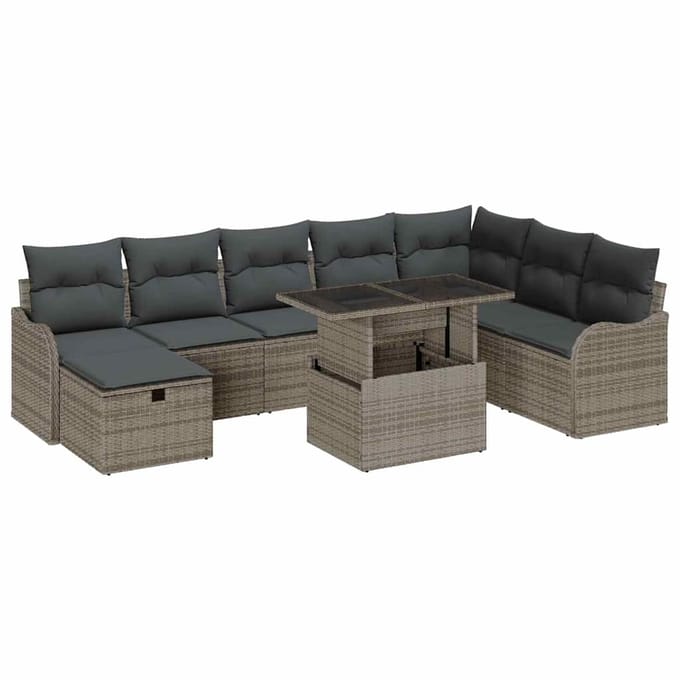 vidaXL Tuin Sofa Set 9 st Grijs poly rattan