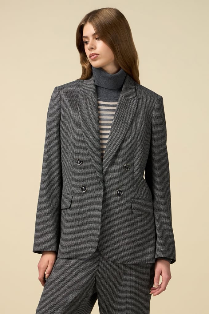 Oltre Micro Houndstooth Blazer Grey Taglia: 40 | Blazers Outlet | Donna | Grigio