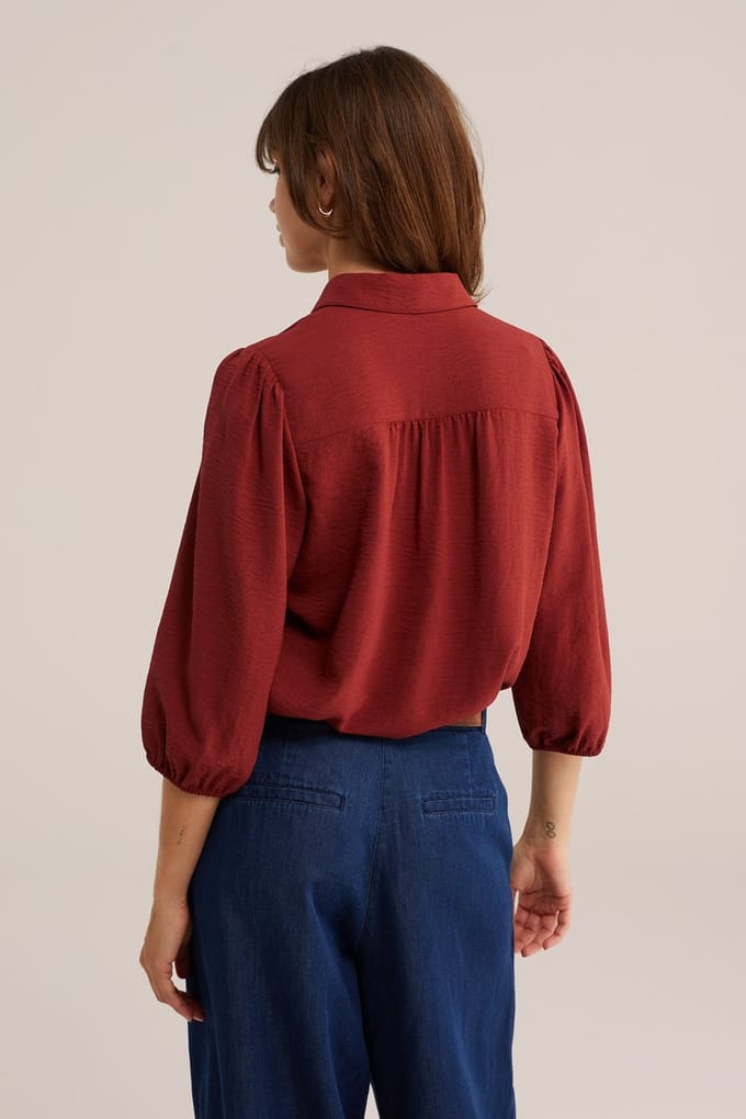 WE Fashion Damems blouse met driekwart mouwen
