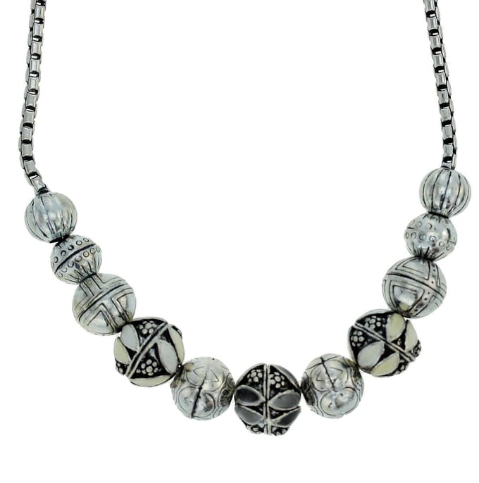 Behave Zilverkleurige ketting met bollen - 41 + 8 cm