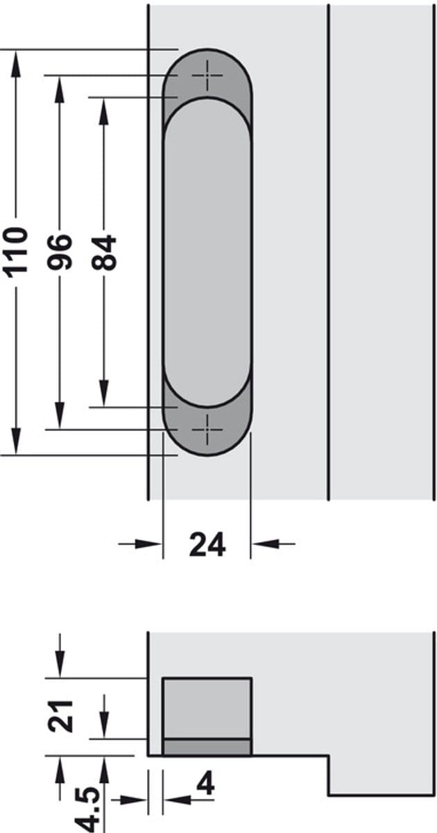 Deurpaumelle zwart, 110 mm