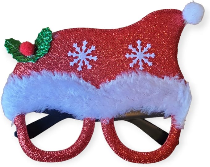 Kerstbril met kerstmuts