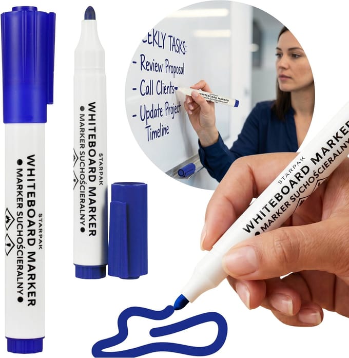 Whiteboardstift, donkerblauw, dikke stift, viltstift 1 stuk