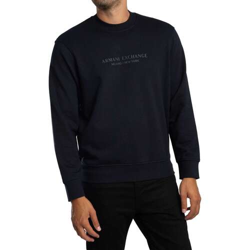 Printed Long Sleeve Round Neck Sweatshirt - Blue