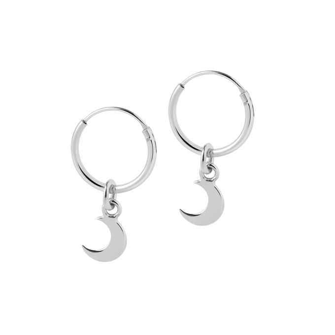 Zilver Hoop met Maan 12 MM