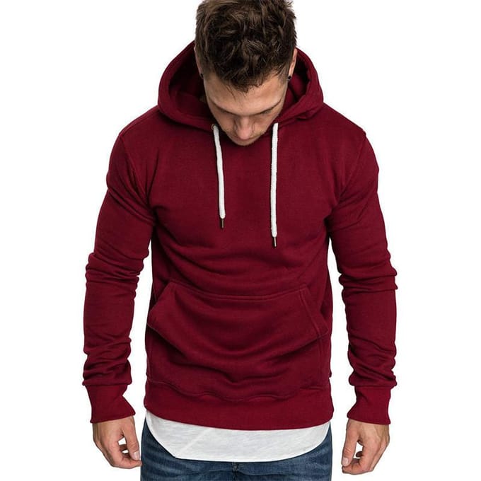 Nouveau pull à capuche de couleur unie pour hommes XXXXL bordeaux