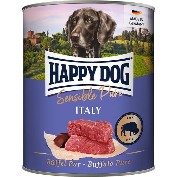 24x800g Puur Buffel puur Happy Dog Hondenvoer