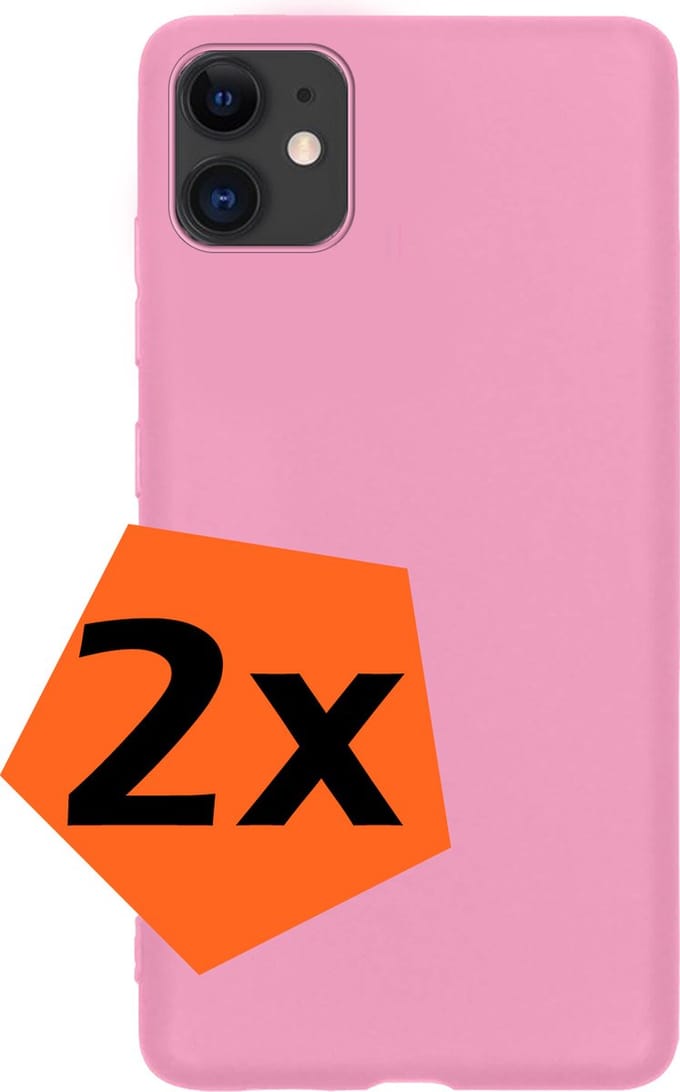 Hoes - 2 Stuks - Geschikt voor Apple iPhone 12 - Sterk & Shockproof - Case Siliconen - Back Cover - Telefoon Hoes - Lichtroze
