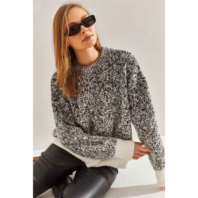 Overgrote Geprinte Sweater met Ronde Hals