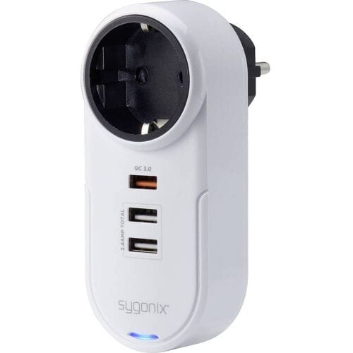 Sygonix TY1721 USB-oplader 18 W 3x USB-A, Randaarde stopcontact Quick Charge 3.0 Wit Binnen