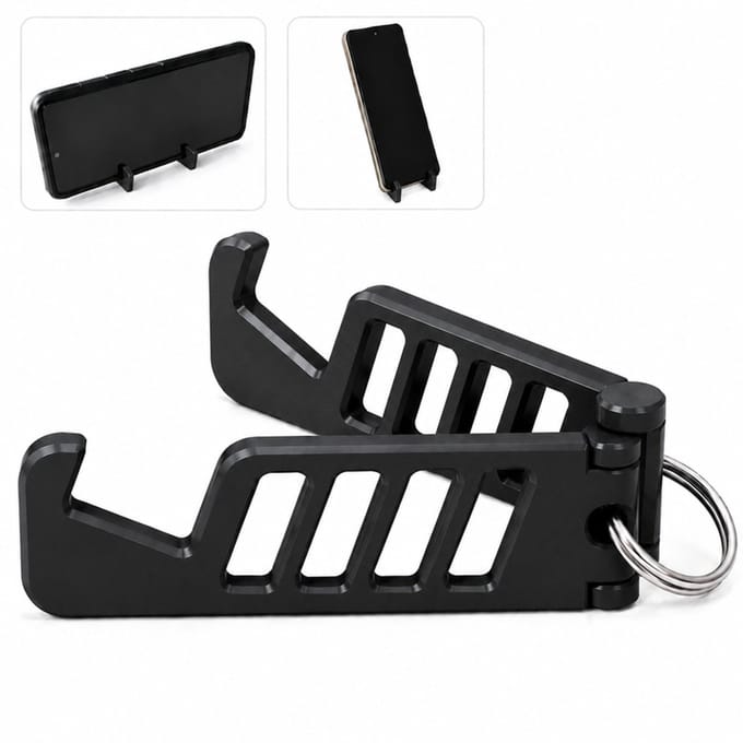 Alvora opvouwbare telefoonhouder sleutelhanger - Smartphone standaard geschikt voor iPhone, Samsung en Android telefoons - Zwart