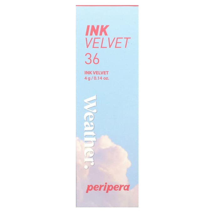 Peripera, Rouge à Lèvres Teinté Ink Velvet, Weather, 36 Corail Actif, 4g (0,14 once) white