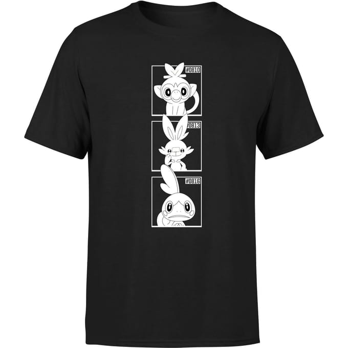 Pokemon Generation 8 Monochrome Starters Men's T-Shirt - Black - S