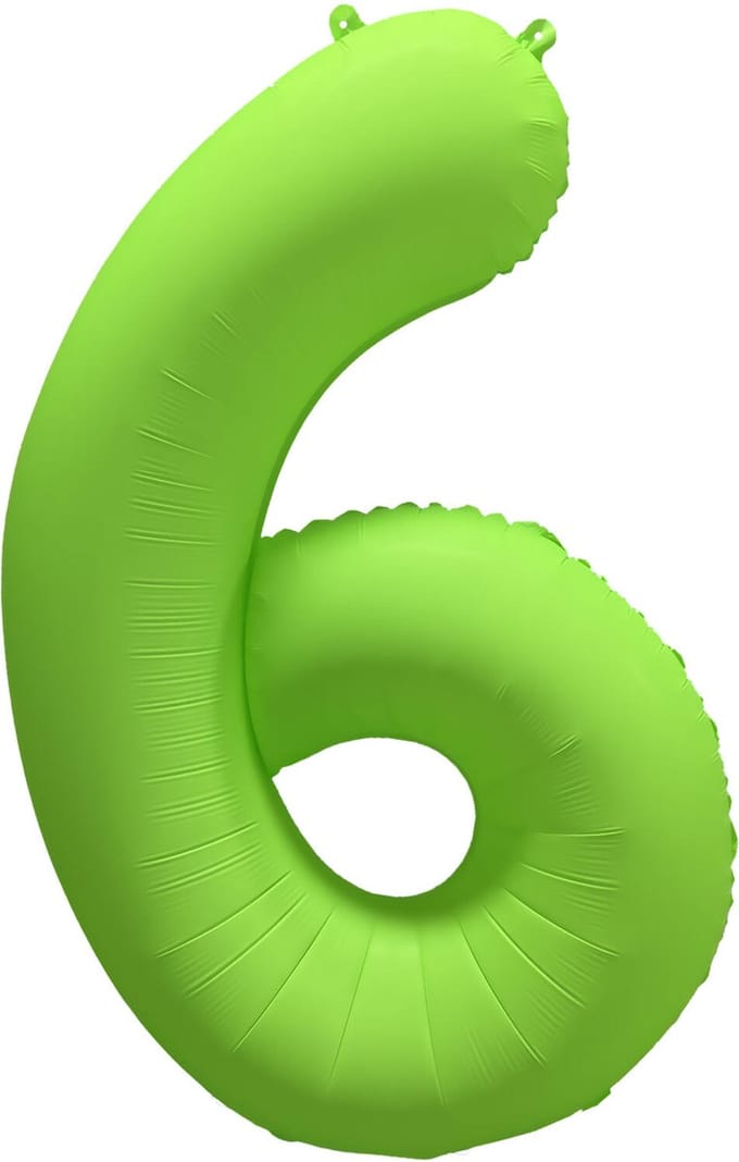 Riethmüller - Folieballon cijfer 6 - neon groen - 86 cm