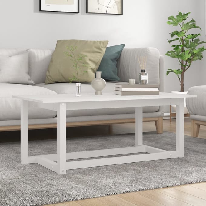 vidaXL - Salontafel - 110x55x45 - cm - massief - grenenhout - wit