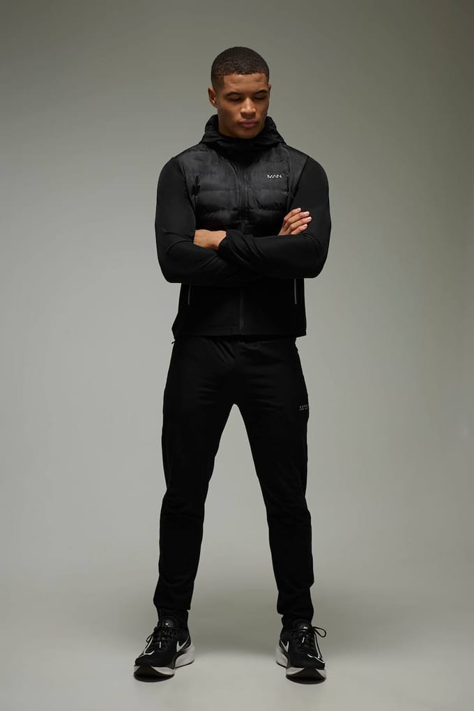 Men's Active Gewatteerd Regular Fit Trainingspak | Black | Size Small