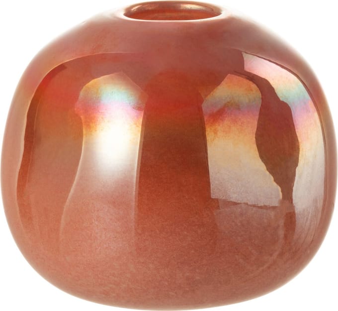 J-Line vaas Bol - glas - rood - small - Ø 13.5 cm