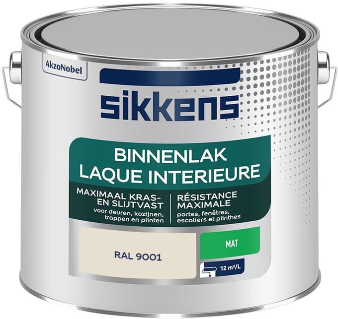 Sikkens - Binnenlak Mat - Ral 9001 - Mengverf - 2,5 L