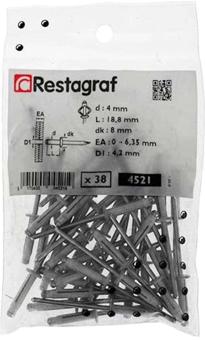 Holle Klinknagels Wit 0 tot 6,35 mm x 18,8 mm - 38 Stuks