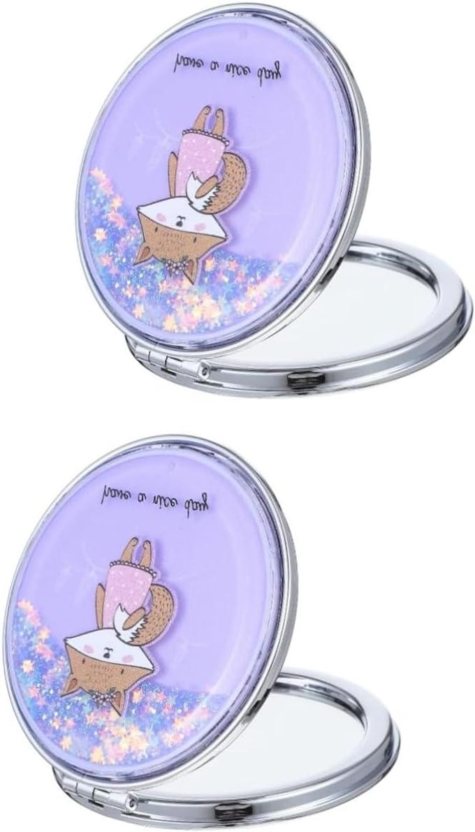 Zakspiegel Set - Make-up Spiegel Compact - Make-up Bijwerken - Opvouwbaar Ontwerp - 7 cm Doorsnede - Paars