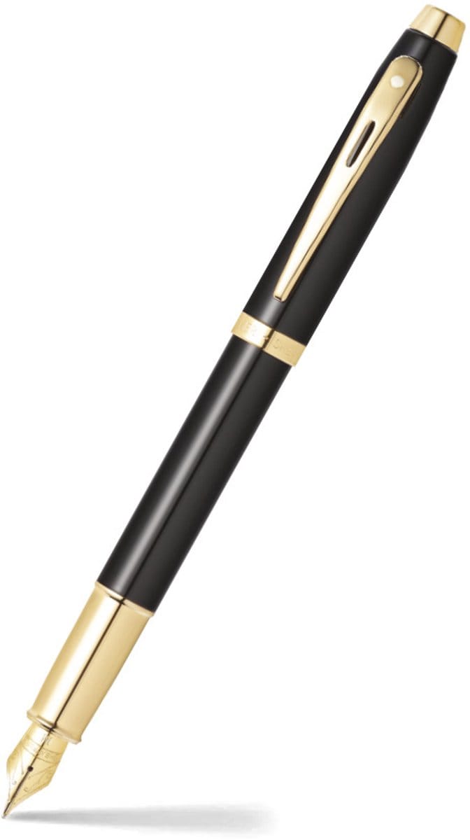 Sheaffer vulpen - 100 E9322 - M - Glossy black gold tone