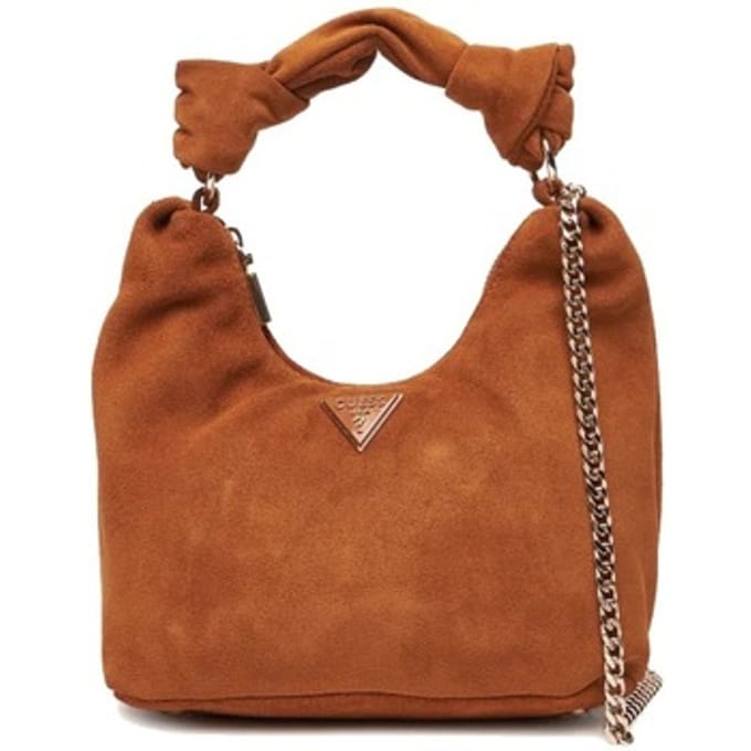GUESS Leren schoudertas Isotta Hobo Bag Cognac Lichtbruin
