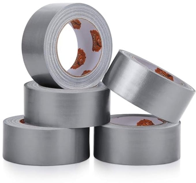 Zelfklevende tape 48 mm x 27 m, 5 rollen, grijs, zilver