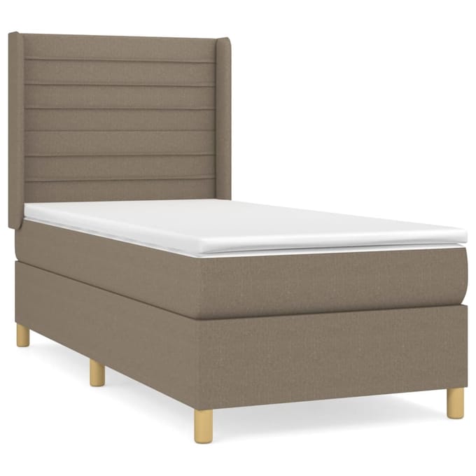 vidaXL - Boxspring - met - matras - stof - taupe - 100x200 - cm
