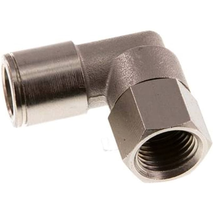 10mm x G1/4'' 90 graden L-verbinding Messing Insteekfitting Binnendraad Draaibaar NBR