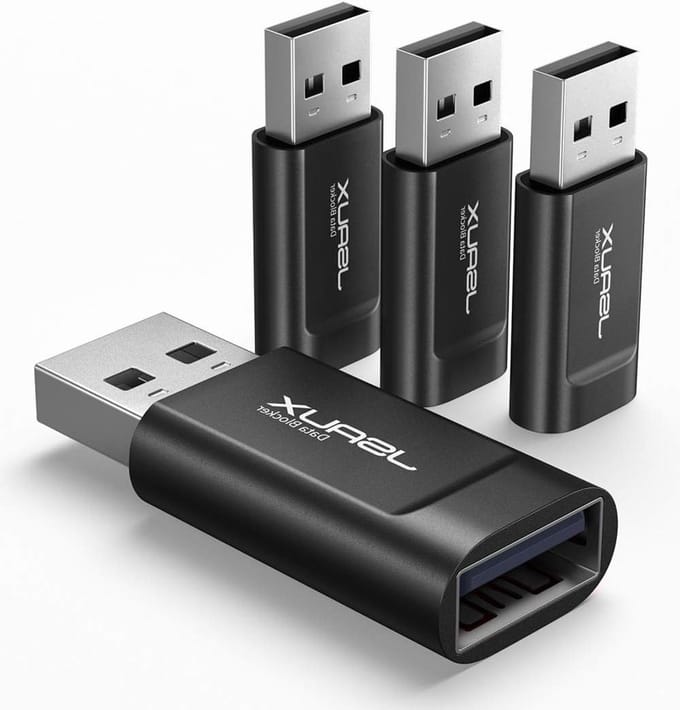 USB Data Blocker (4 Pack) - Bescherming tegen Juice Jacks, Veilig Opladen en Hacking Voorkomen - Zwart
