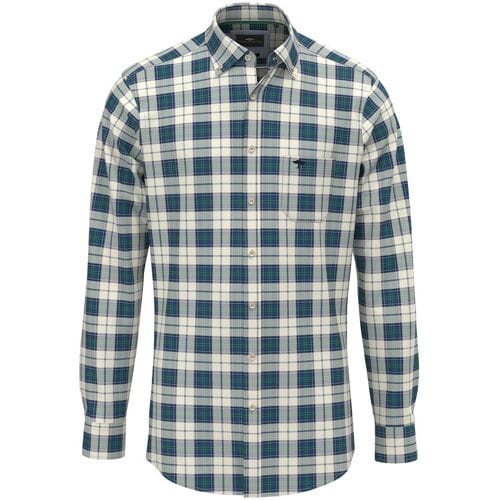 Fynch-Hatton Overhemd Modern Check Mix Button Down Grasgroen / male