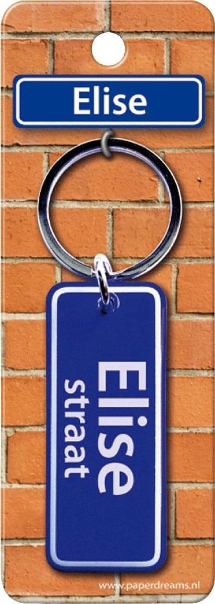 Paper Dreams Sleutelhanger Straatnaam Elise 9 Cm Staal Blauw