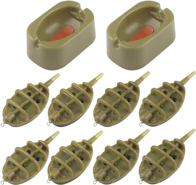 10 Stuks Inline Feeders voor Karpervissen, Snelle Release Methode Feeders en Mallen