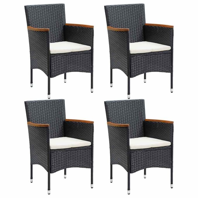 vidaXL - Tuinstoelen - 4 - st - poly - rattan - zwart