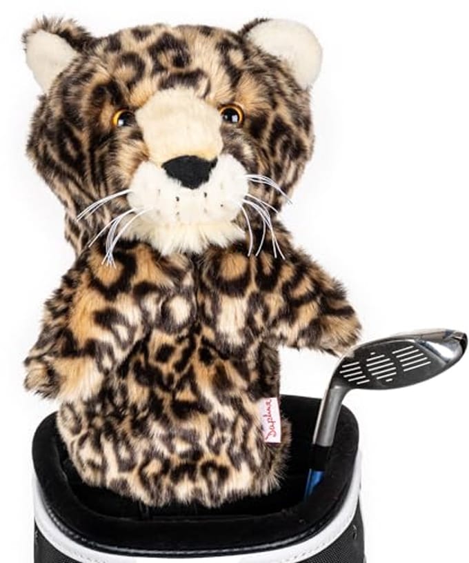 Luipaard hoofddeksel voor golfclubs - bruin