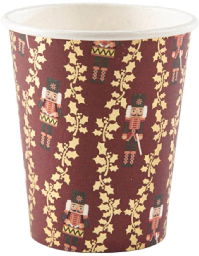 ARTYFETES - 8 feestelijke Notenkraker bekers 255 ml van bordeaux karton