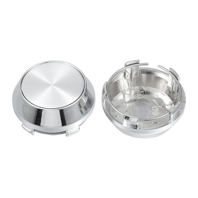4x Pour Cache Central de Roue Universel Jante Chrome Cache Moyeux 60mm Sans Logo Base Argentée white