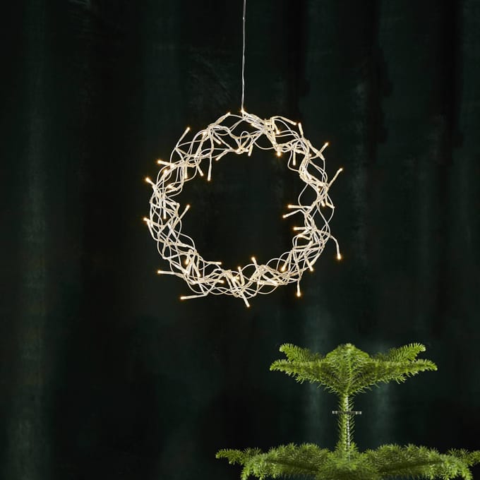 Star Trading LED decorative wreath Curly, silver, hanging, warm white, Ø30cm