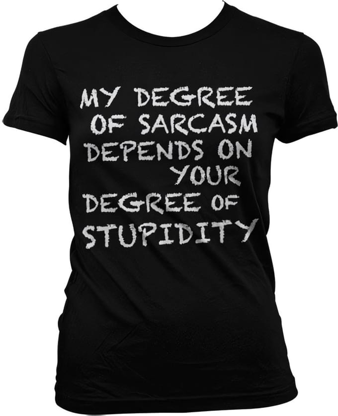Dames Fun Tshirt -M- My Degree Of Sarcasm Zwart