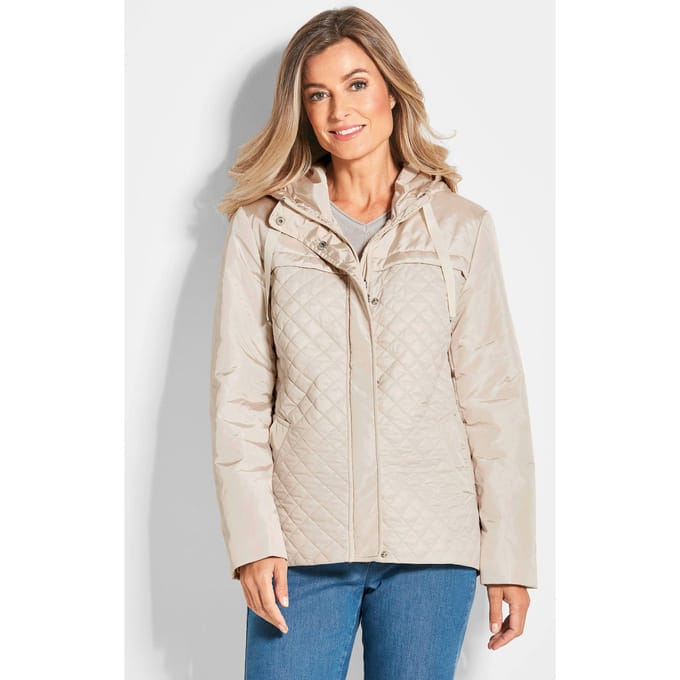 Gewatteerd jack met capuchon - steengrijs - Gr. 40 van Goldner Fashion