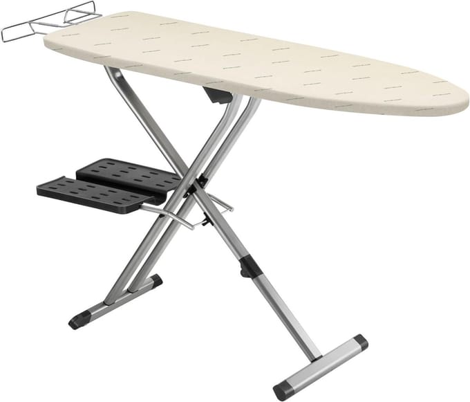 Strijkplank - Strijktafel - Efficiënt Strijken - Ruimtebesparend Opvouwbaar - 137 x 46 cm - Beige