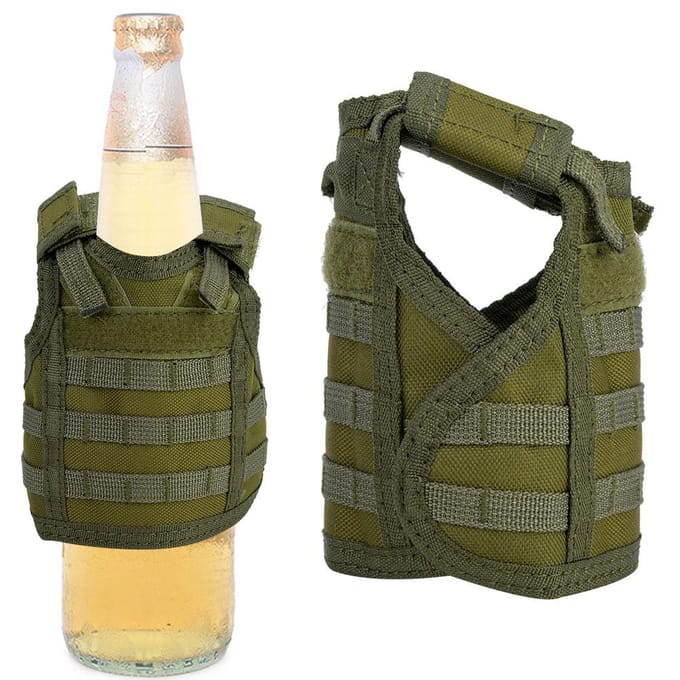 Bier Vest Militair Mini Miniatuur Drankfles Blikhouder met Verstelbare Banden(legergroen)