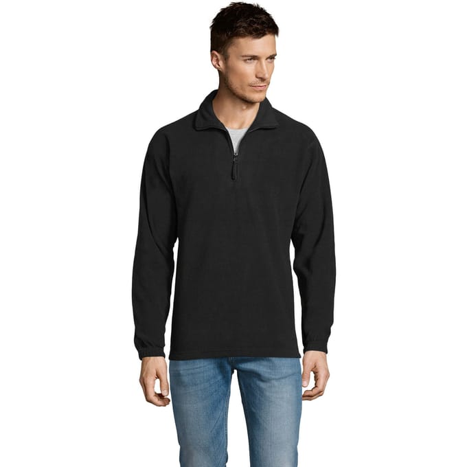 SOLS Volwassen uniseks Ness Half Zip Fleece Top (Zwart)
