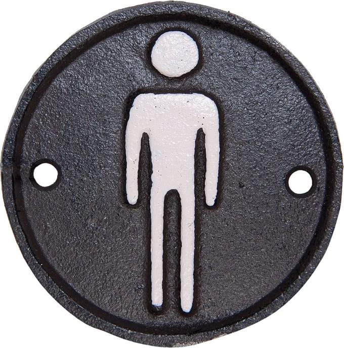 Clayre & Eef WC Bordje Heren Ø 8 cm Bruin IJzer Man