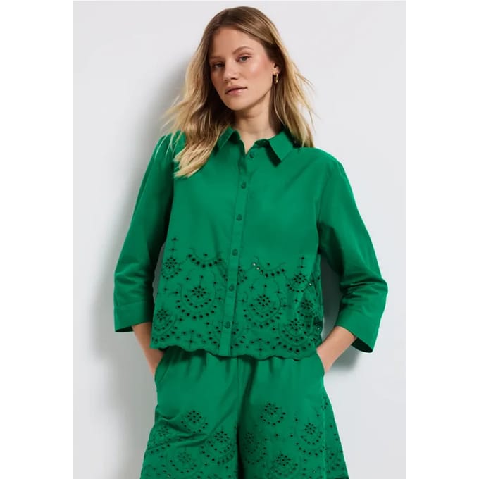 Overhemd blouse met borduursel
