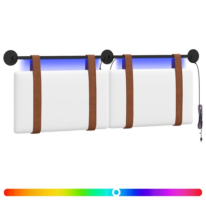 vidaXL - Hangend - hoofdbord - Met - LED-verlichting - Wit - Antiek - PU