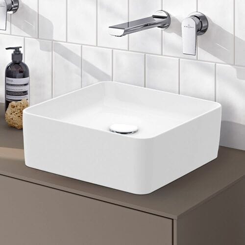 Villeroy & Boch Collaro countertop washbasin 38 cm square without overflow, without tap hole 4A213801